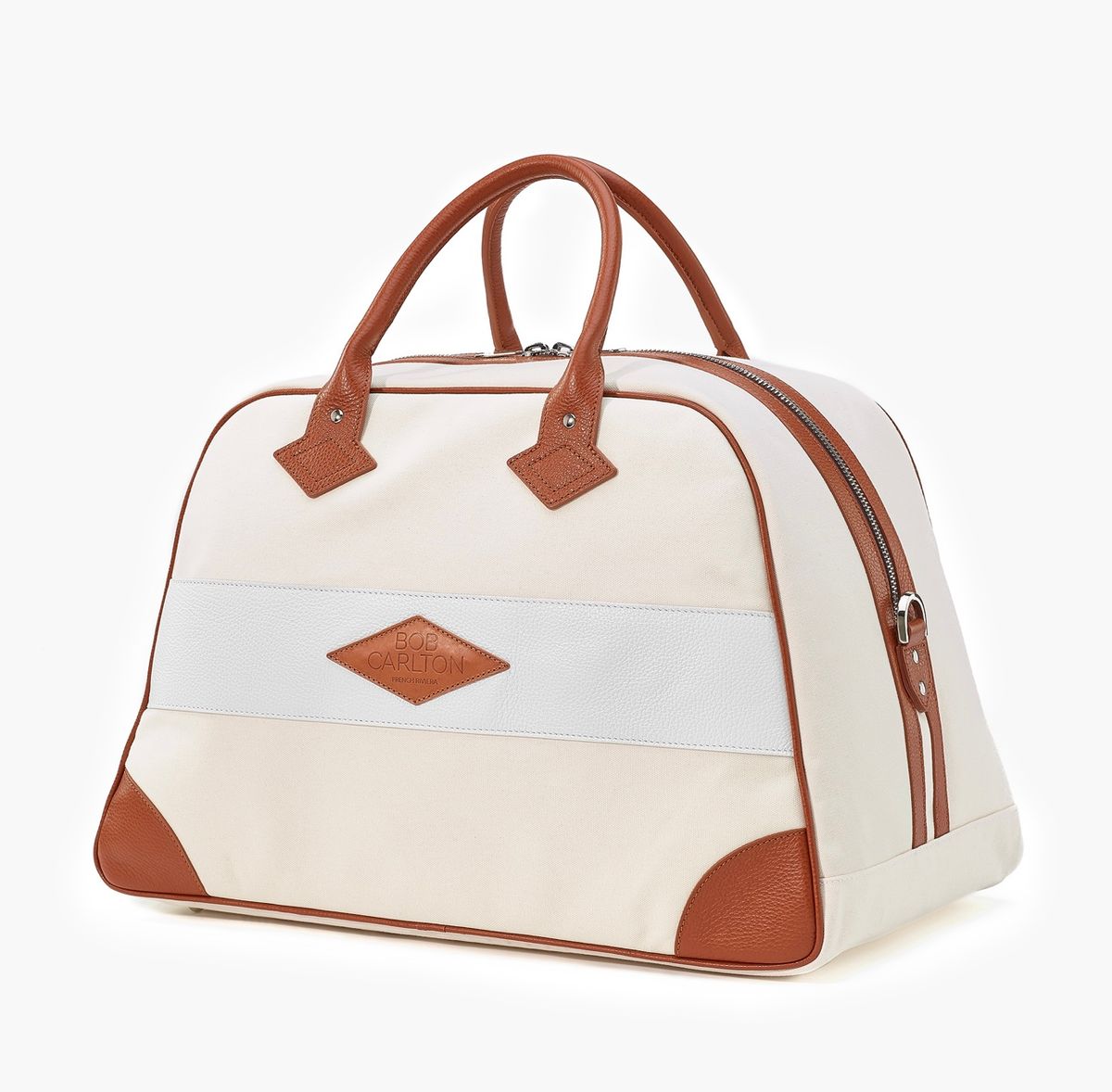 Riviera Weekendbag Canvas hvit og beige
