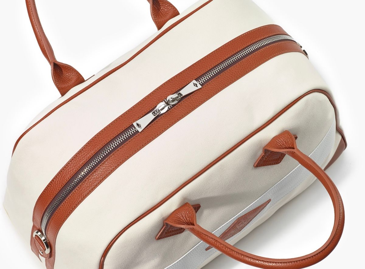 Riviera Weekendbag Canvas hvit og beige